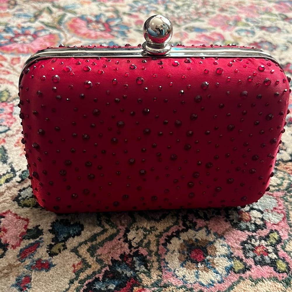 White House Black Markey Red Rhinestone Clutch